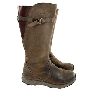 Eddie Bauer knee high boots 8 38.5 lodge #6169-237 leather fleece waterproof